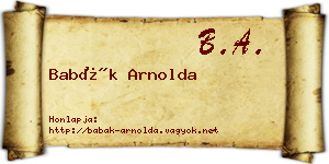 Babák Arnolda névjegykártya